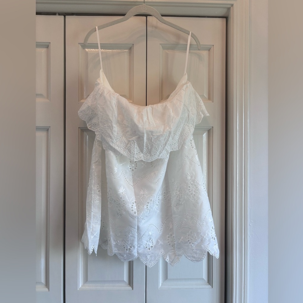 SHEIN vacay white eyelet, NWT, strapless dress, L